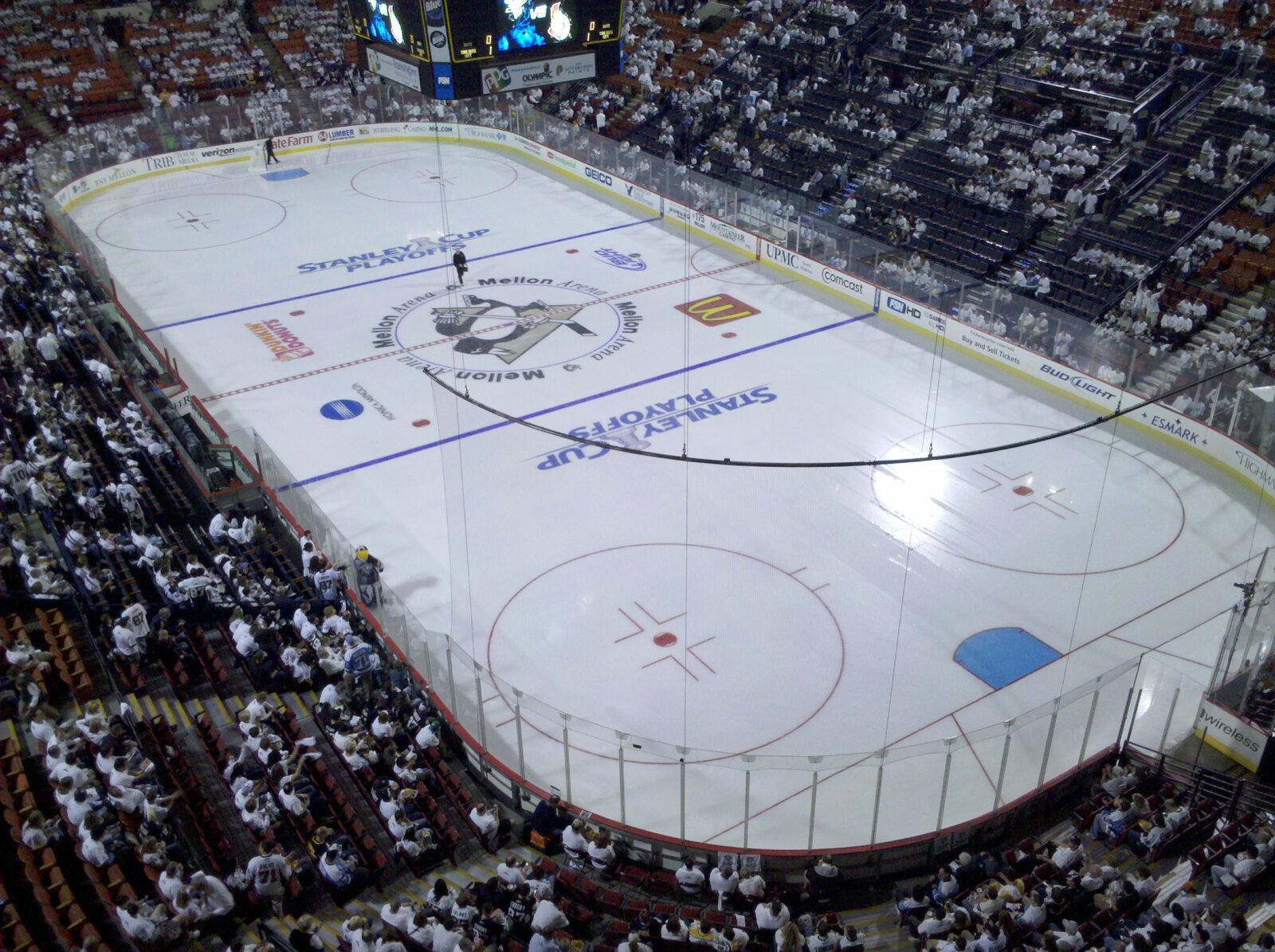 Even the ice surface at Mellon Arena got a new look for the playoffs.